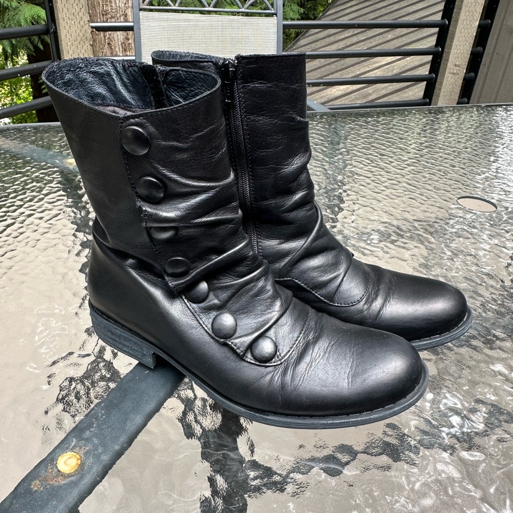 Miz Mooz black leather mid calf boots
